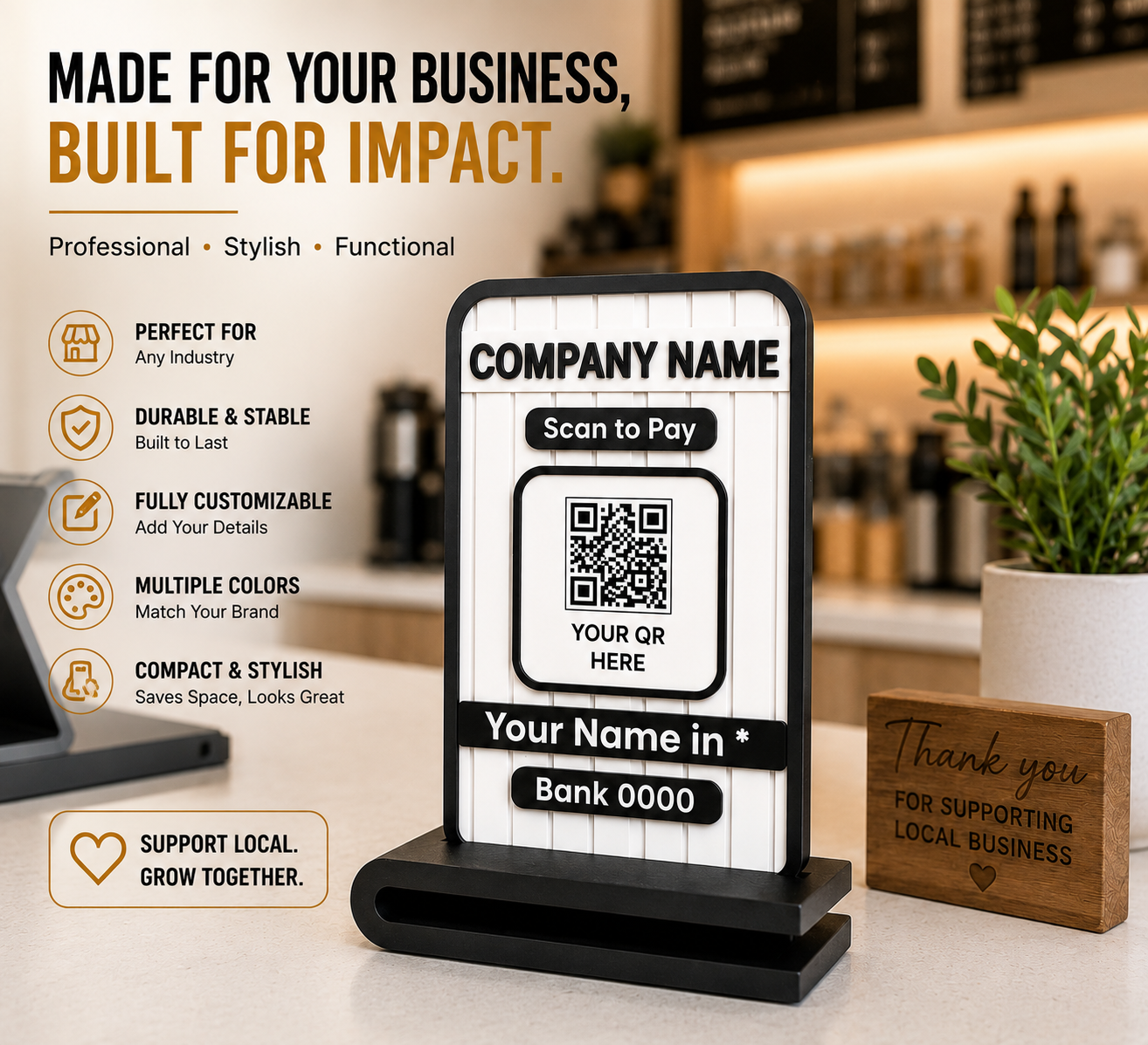 Custom QR Stand | Personalized Business QR Display