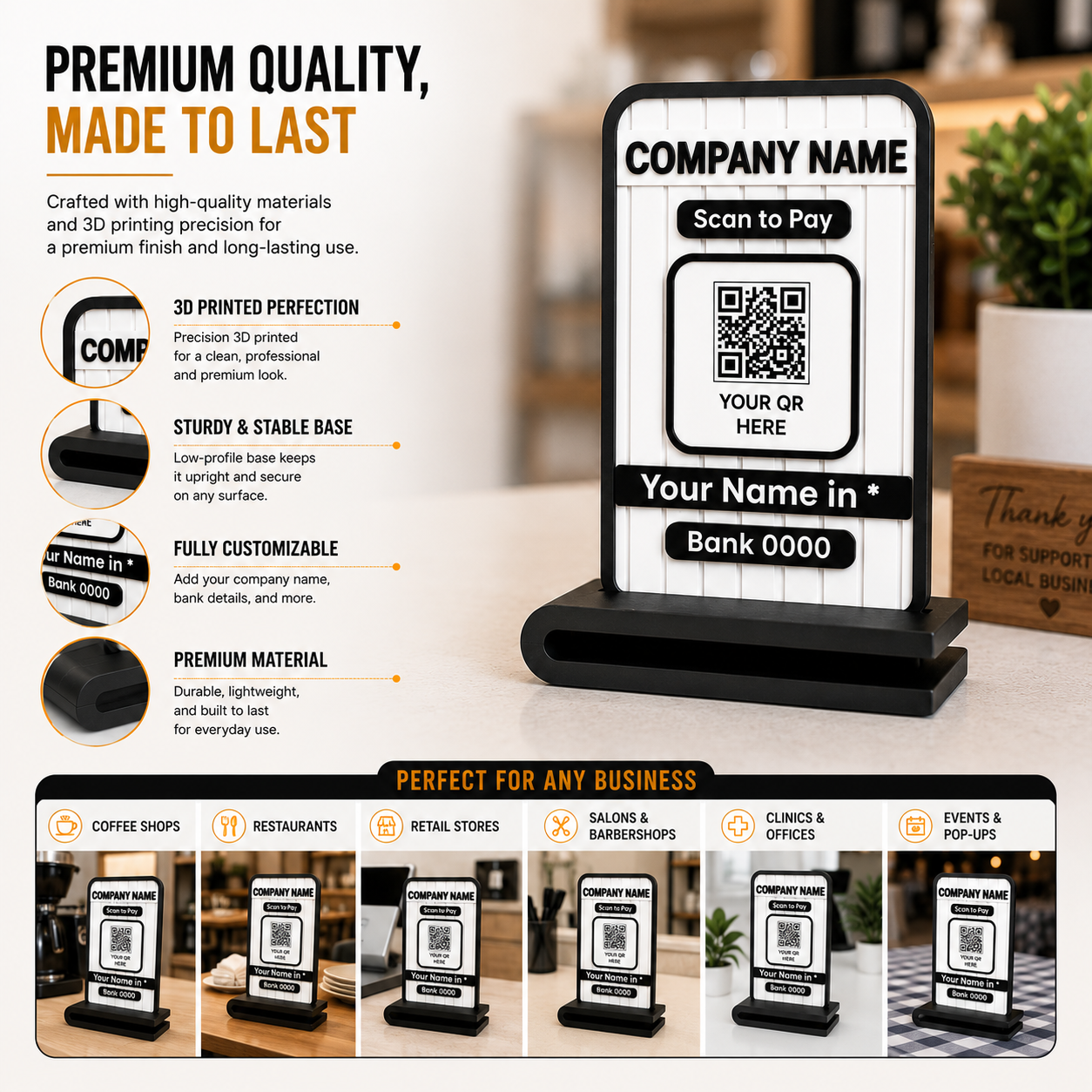 Custom QR Stand | Personalized Business QR Display