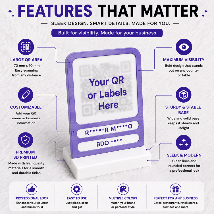 Modern QR Stand | Personalized Business QR Display Stand