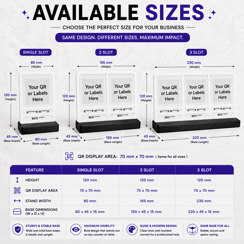 Modern QR Stand | Personalized Business QR Display Stand