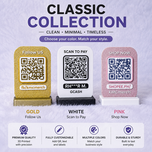 Classic Personalized QR Stand for GCash, Maya, Shopee, Facebook, Google Reviews, and Business QR Codes by KMC Merch